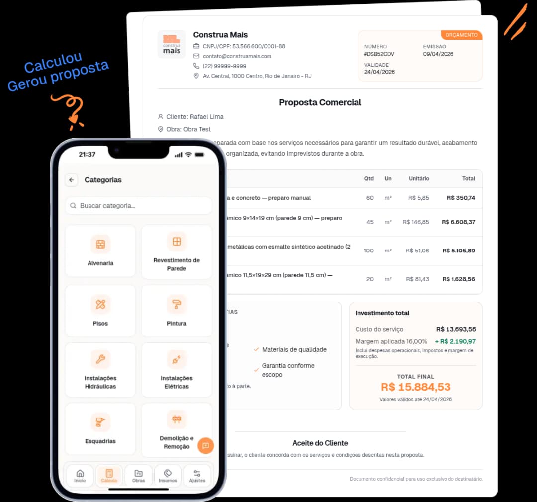 Tela do aplicativo CalcMais na seção principal